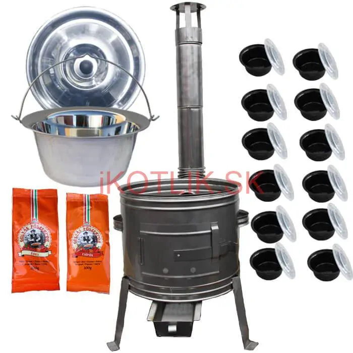 Nerezový kotlík 22 L (0,8 mm) INOX + nerezová kotlina 42 cm TOPLUX + misky 12 ks + 2 x korenie na guláš 100 g