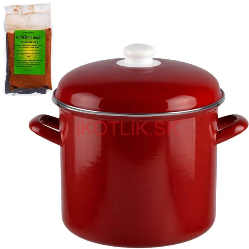 Smaltovaný hrniec s pokrievkou 5,2 L červený + pikantná zmes korenia 50 g Kotlíkový guláš