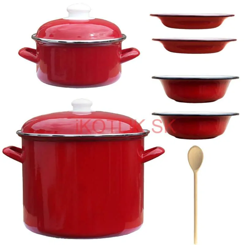 Smaltovaný hrniec s pokrievkou 4 l +  Smaltovaný kastról s pokrievkou 2 L + taniere Classic