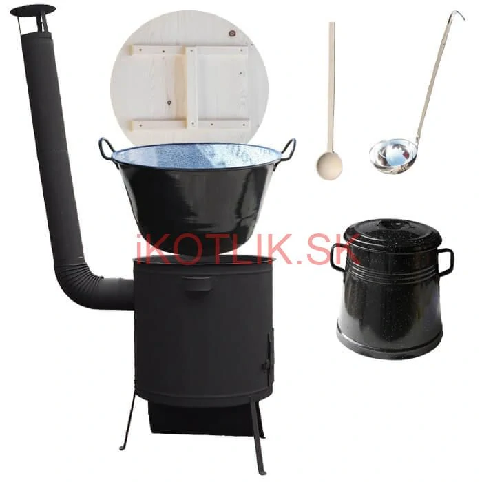 Smaltovaný kotol 100 L + žiaruvzdorná kotlina 42 PLUS 600 4 MM + Nádoba na masť 10 L