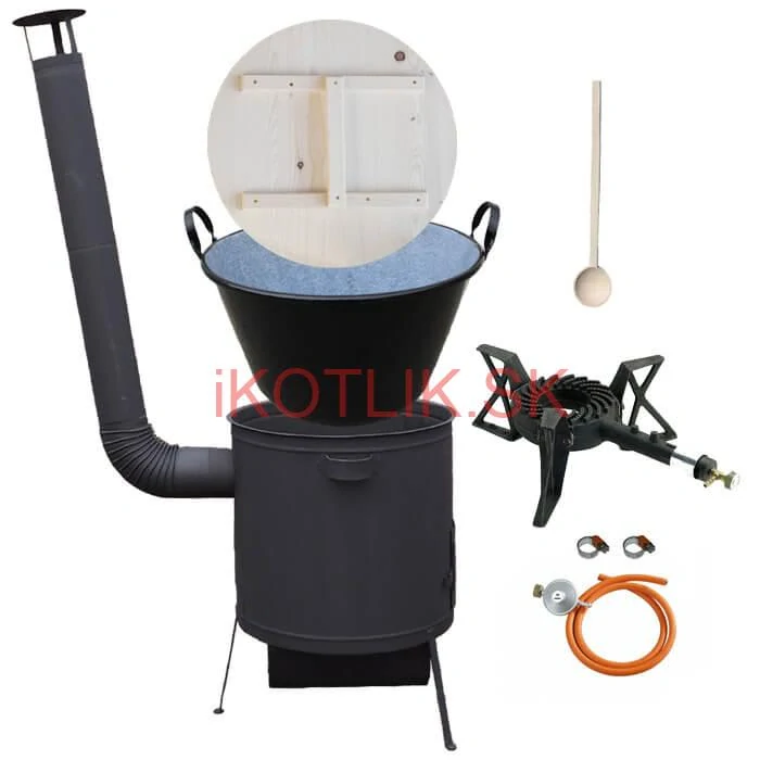 Zabíjačkový smaltovaný kotol 100 L, žiaruvzdorná kotlina 42 PLUS 600 4 MM, horák 7 kW + varecha