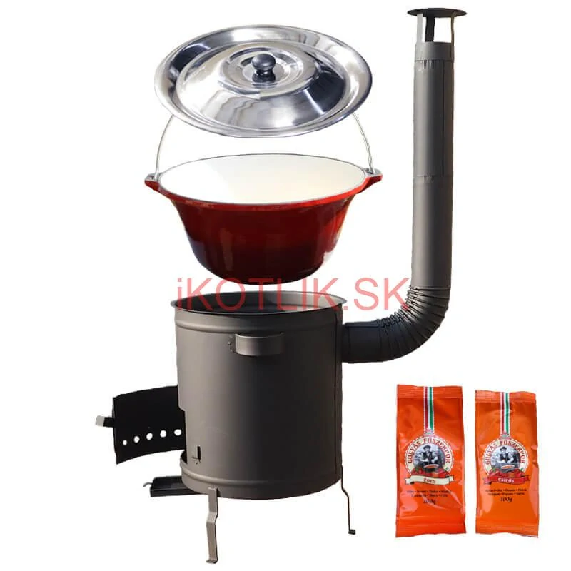 Liatinový kotlík so smaltovanou úpravou 22 L + žiaruvzdorná kotlina 42 cm (1,5 mm) STRONG + paprikové korenie na guláš - MIX 100 g