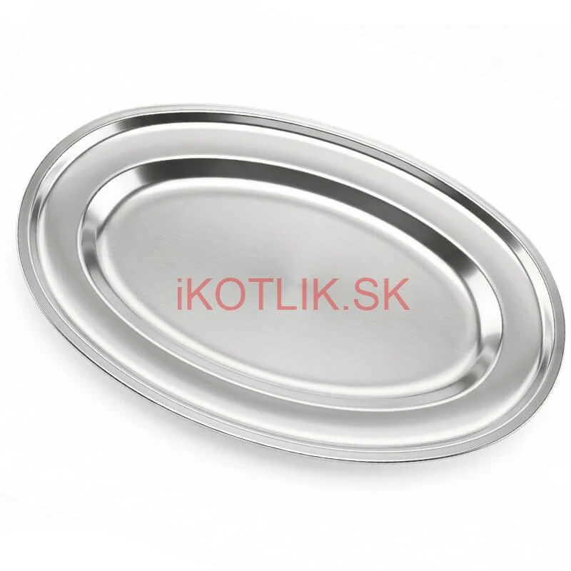 Nerezový oválny podnos (40,5cm) – Odolná servírovacia tácka na mäso aj koláče