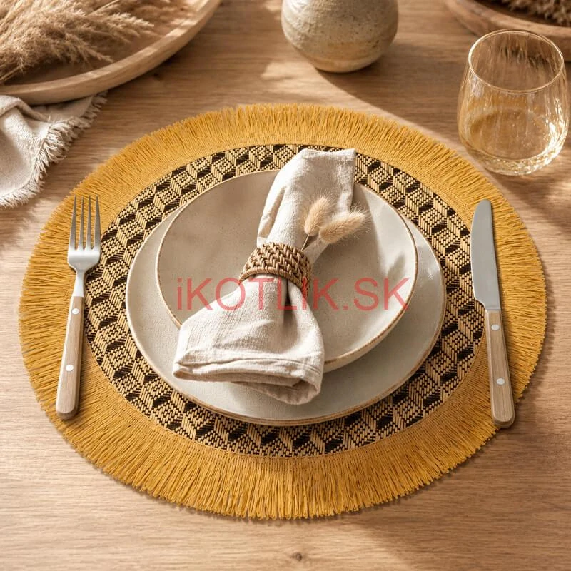 Prírodná podložka pod tanier so strapcami 37 cm
