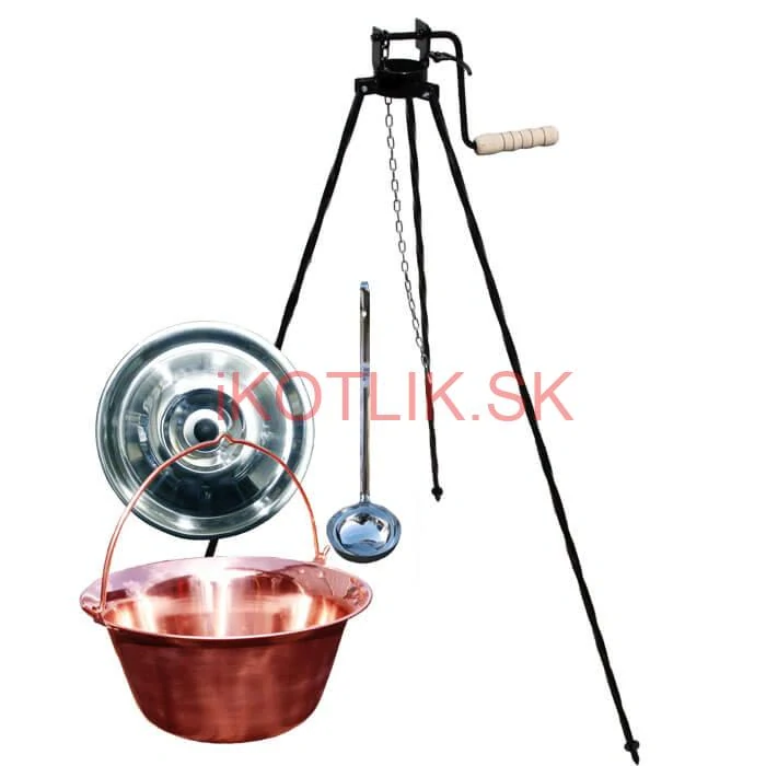 Medený kotlík 10 L (1,2 mm) + pokrievka + stojan s kladkou VAR