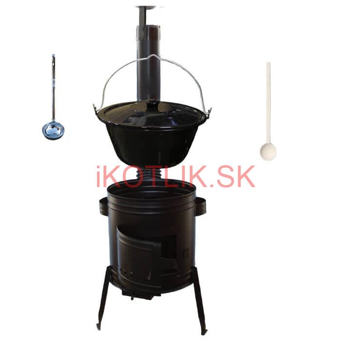Smaltovaný kotlík 25 L (1,2 mm) + kovová kotlina 42 CLASSIC (KOV) + vareška a naberačka Easy party