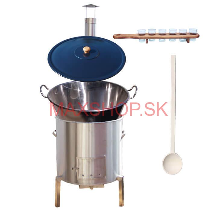 Zabíjačková súprava + nerezový kotol 80 L + štamperlíky
