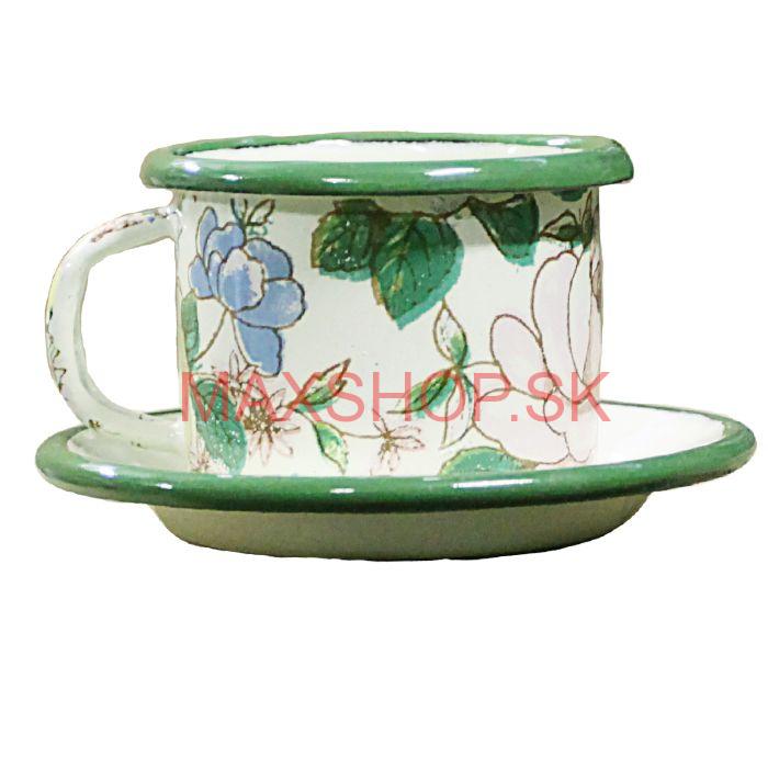Smaltovaná šálka + podšálka