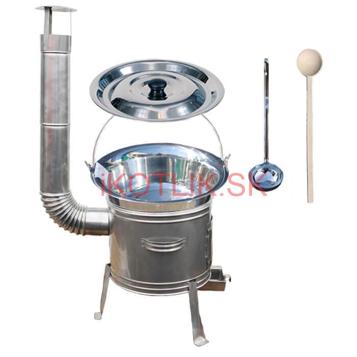 Antikorový kotlík 14 L (0,8 mm) + nerezová kotlina 36 cm + vareška a naberačka TOPLUX