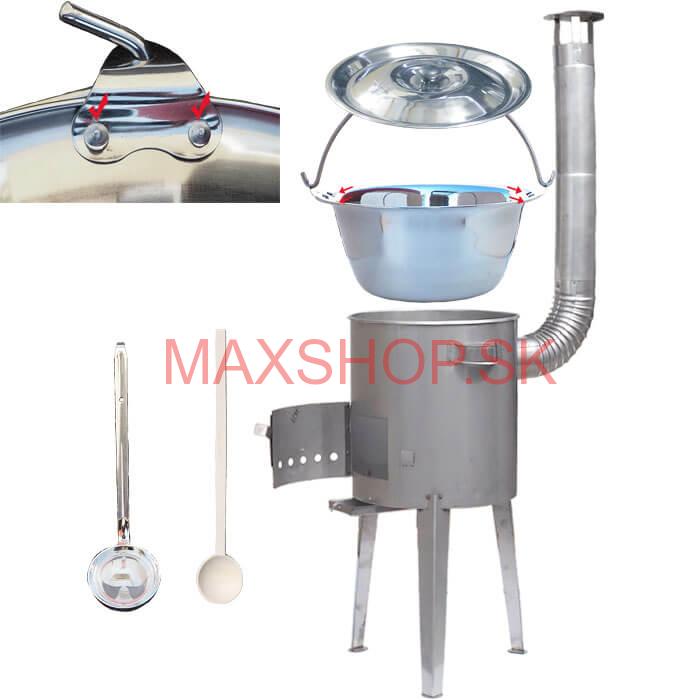 Zosilnený nerezový kotlík 15 L + nerezová kotlina 36 cm LUXUS