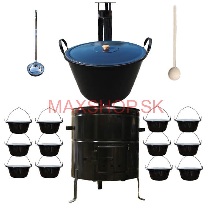 Smaltovaný kotol 50 L + servírovacie kotlíky (12 ks) BIG PARTY
