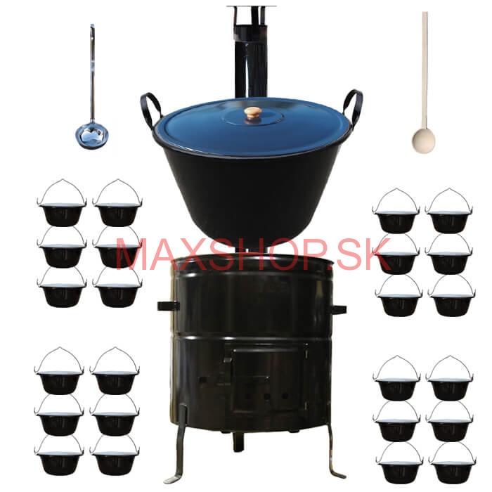 Smaltovaný kotol 80 L + servírovacie kotlíky (24 ks) BIG PARTY