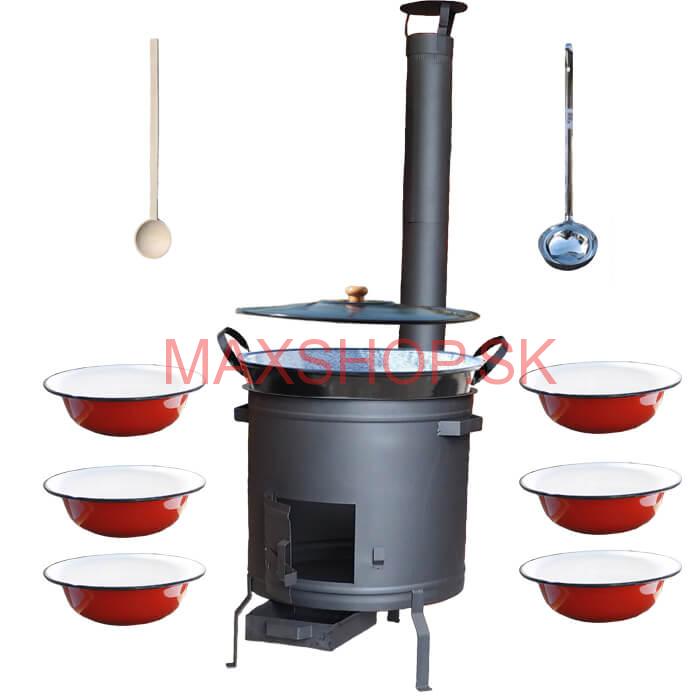 Smaltovaný kotol 60 L + smaltované taniere 6 ks PLUS 600