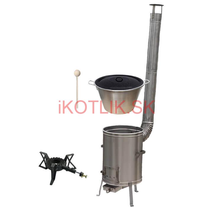 Nerezový kotol 40 L + nerezová kotlina 45 cm + horák LUX