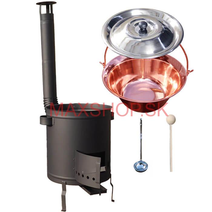 Medený kotlík 30 L (1,2 mm) + hrubostenná (1,5 mm) a žiaruvzdorná kotlina 45 PLUS 600