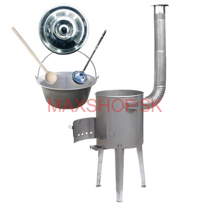 Železný kotlík 30 L (0,75 mm) + nerezová kotlina 45 cm LUXUS