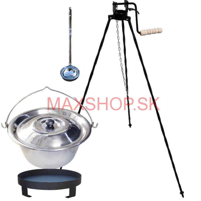 Antikorový kotlík 14 L (0,8 mm) + Ohnisko + stojan s kladkou VAR