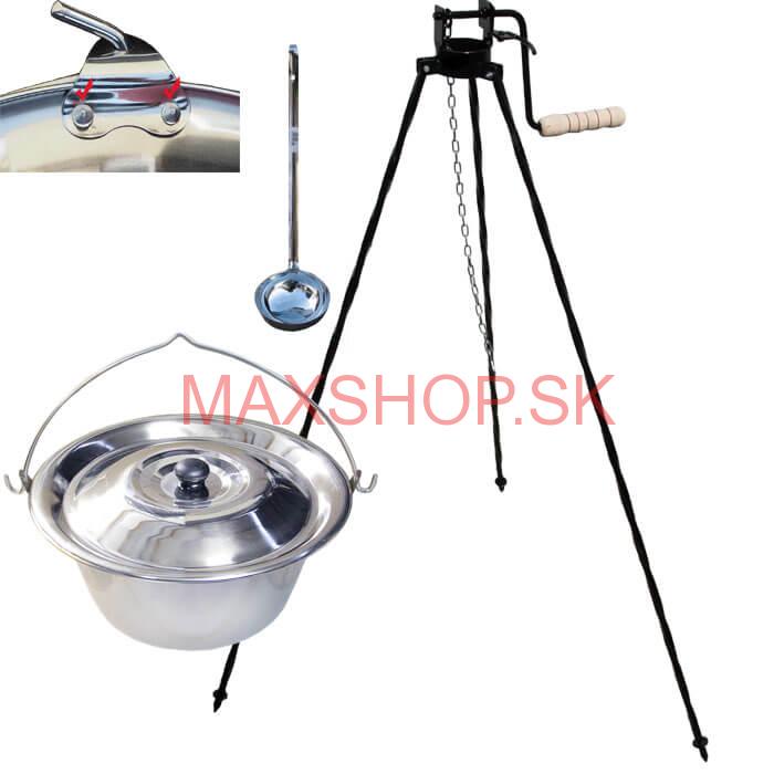 Antikorový kotlík 15 L (0,8 mm) s nitmi + stojan s kladkou VAR