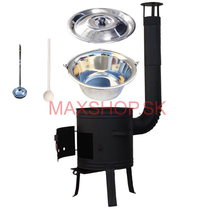 Antikorový kotlík 10 L (1,2 mm) + nízka žiaruvzdorná kotlina 33 cm PLUS 700 + vareška a naberačka