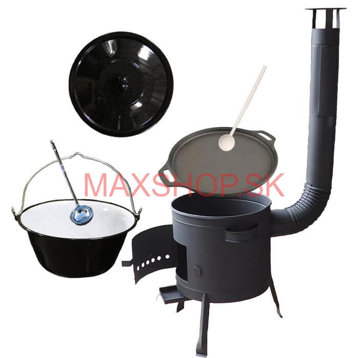 Smaltovaný kotlík 20 L (1,2 mm) + Liatinová panvica 43 cm + žiaruvzdorná kotlina 42 PLUS 600