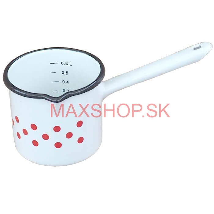 Smaltovaný hrnček s rúčkou 0,6 L - bodkovaný