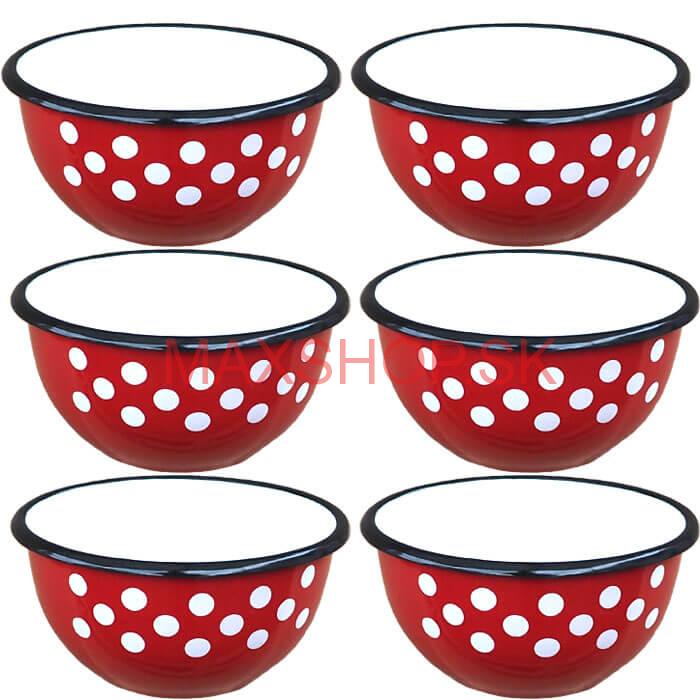 Súprava smaltovaných misiek 14 cm 6 ks