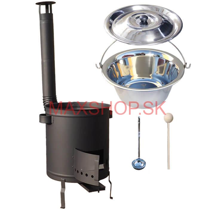 Nerezový kotlík 14 L (0,8 mm) + hrubostenná (1,5 mm) a žiaruvzdorná kotlina 36 PLUS 600