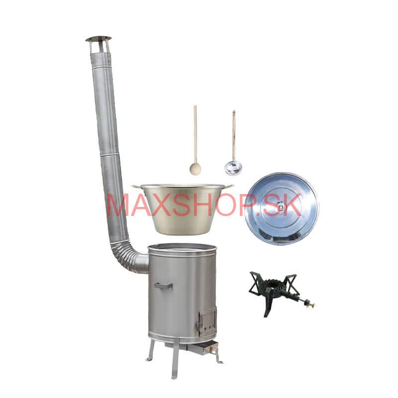 Nerezový kotol 70 L + nerezová kotlina 56 cm LUX + liatinový horák 7 kW BIG PARTY