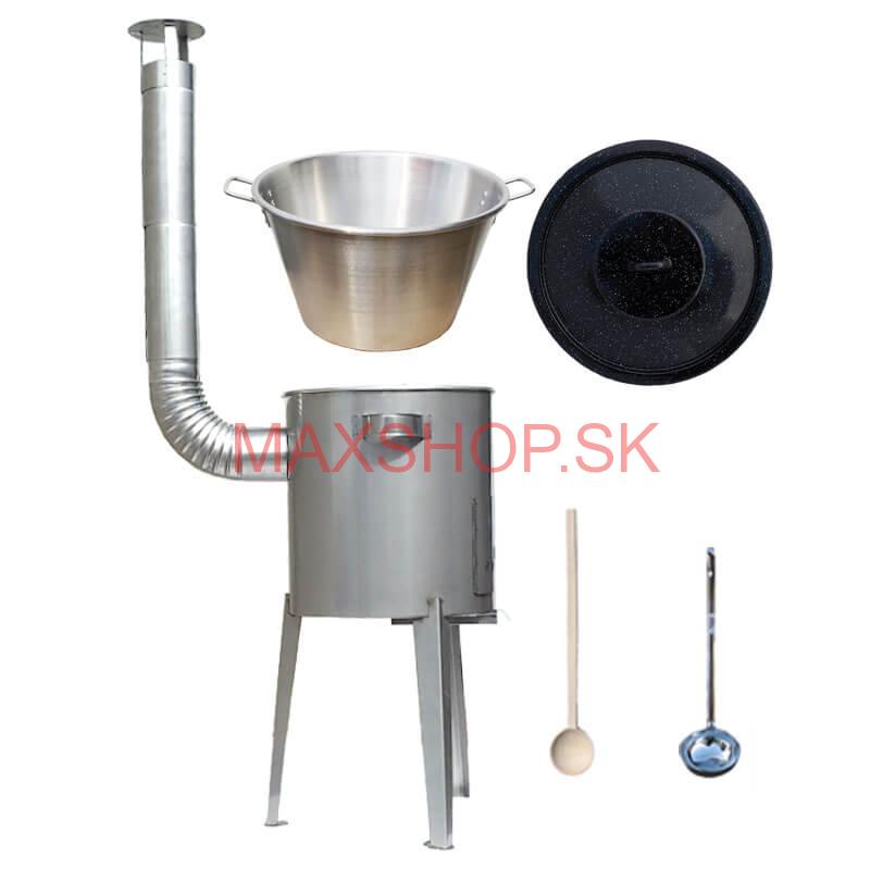 Nerezový kotol 40 L (1,2 mm) + nerezová kotlina 45 cm LUXUS + naberačka a vareška