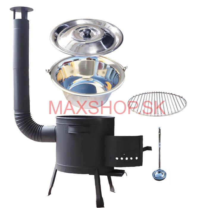 Nerezový kotlík 22 L (0,8 mm) INOX + Nerezový rošt 45 cm + nízka žiaruvzdorná kotlina 42 cm PLUS 600