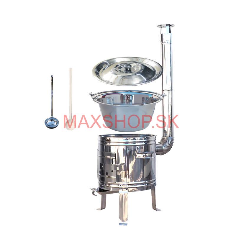 Nerezový kotlík 15 L (0,8 mm) zosilnený s nitmi + nerezová kotlina 36 cm TOP INOX