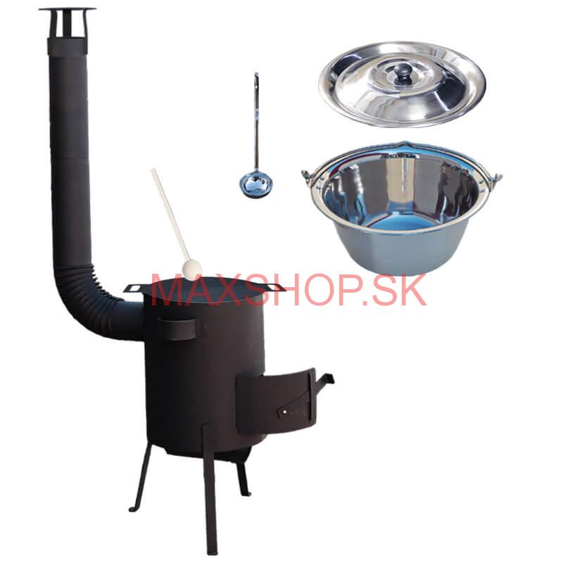 Nerezový kotlík 22 L (0,8 mm) INOX + železná panvica 44 cm UNI + kotlina 42 cm PLUS 600 4 MM