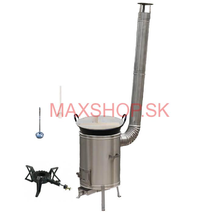 Zabíjačkový smaltovaný kotol 100 L + nerezová kotlina 60 cm + horák 7 kW + vareška a naberačka