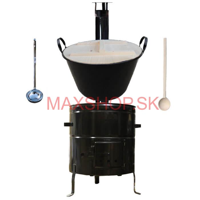 Smaltovaný kotol 100 L + kovová kotlina 60 cm + vareška a naberačka BIG PARTY