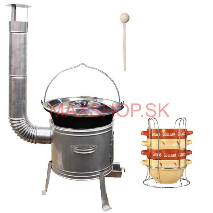 Smaltovaný kotlík 22 L (1,2 mm) + misky na guláš 4 ks + nerezová kotlina 42 cm TOPLUX