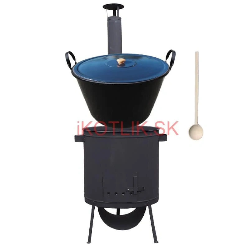 Smaltovaný kotol 70 L na zabíjačku + žiaruvzdorná kotlina 53 PLUS 600 4 MM + vareška