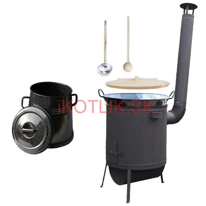 Smaltovaný kotol 100 L + žiaruvzdorná kotlina 42 PLUS 600 4 MM + Nádoba na masť 10 L