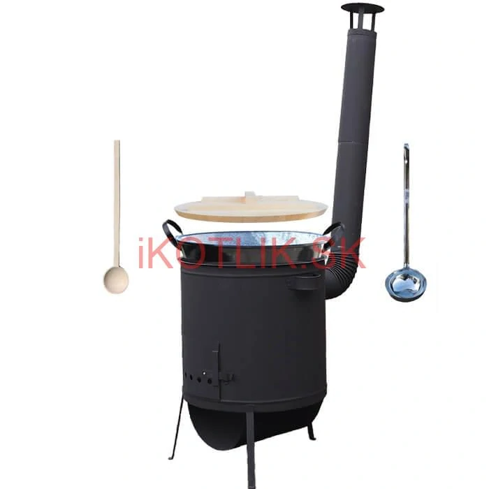 Smaltovaný kotol 100 L + žiaruvzdorná kotlina 42 PLUS 600 4 MM + varecha a naberačka BIG PARTY