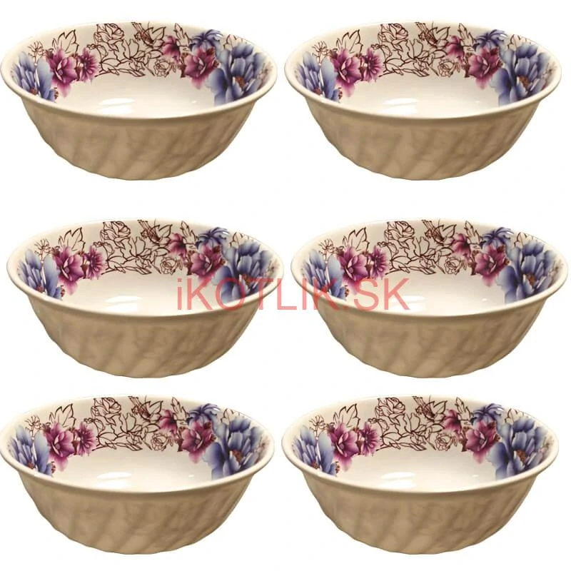 Plastová miska s kvetinovým vzorom (750 ml) – teraz v sade 6 kusov!