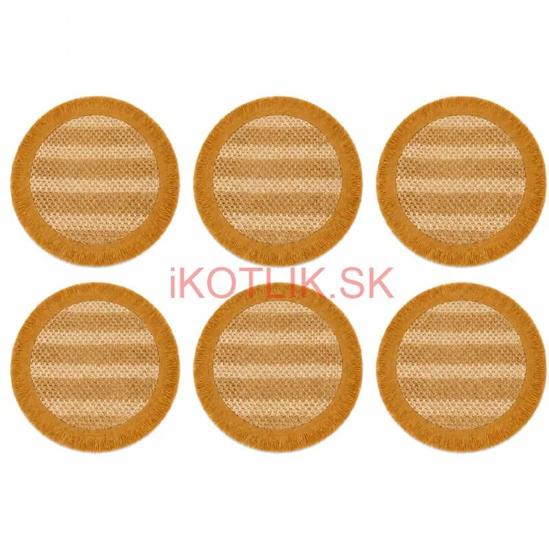 Okrúhle prírodné podložky pod tanier so strapcami 37 cm, 6 ks