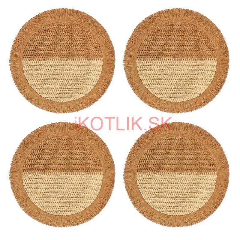 Prírodné podložky pod tanier so strapcami 37 cm, 4 ks