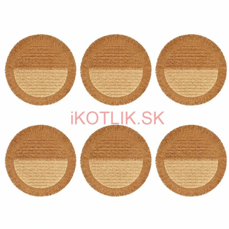 Prírodné podložky pod tanier so strapcami 37 cm, 6 ks