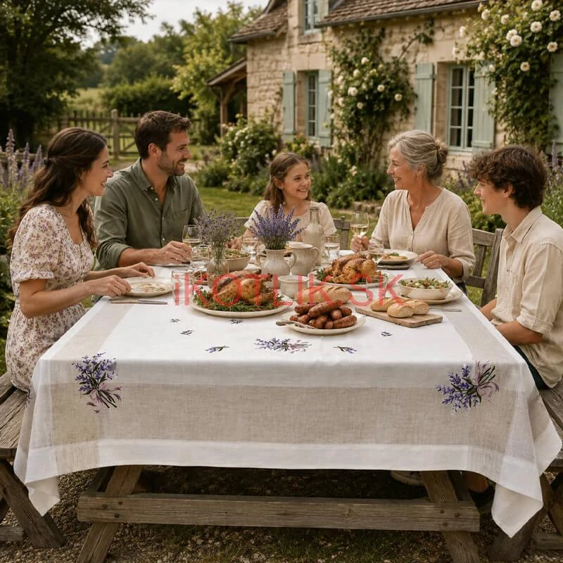 Hrubší textilný obrus Levanduľa Provence 150 × 220 cm