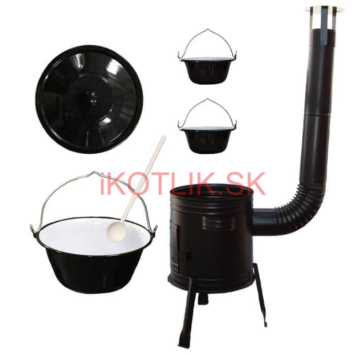 Smaltovaný kotlík 13 L (1,2 mm) + kovová kotlina 36 CLASSIC (KOV) + 2 smaltované servírovacie kotlíky 0,8 L