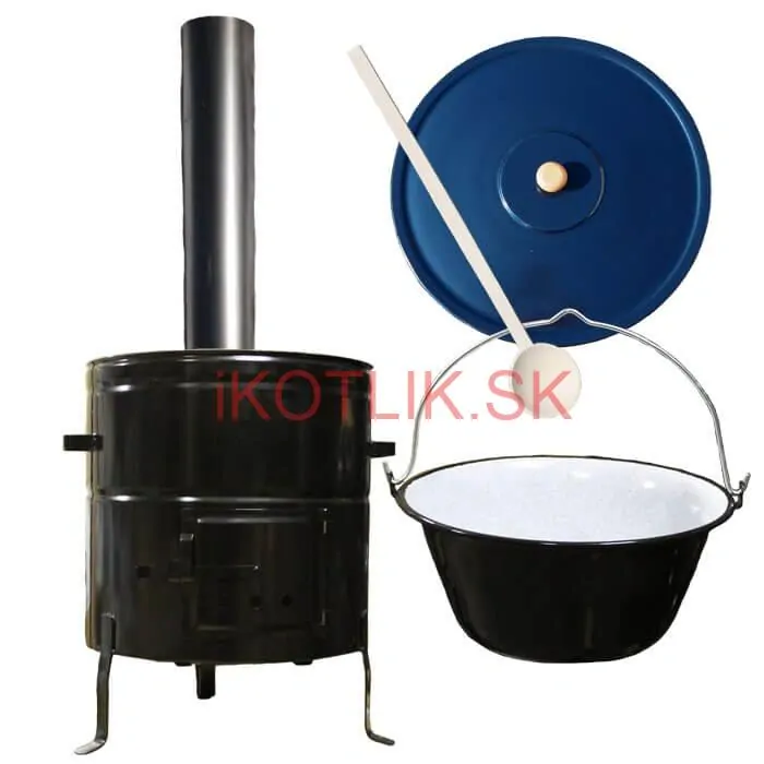 Smaltovaný kotlík 40 L (1,2 mm) + kovová kotlina 53 CLASSIC (KOV) + dymovod Max Party