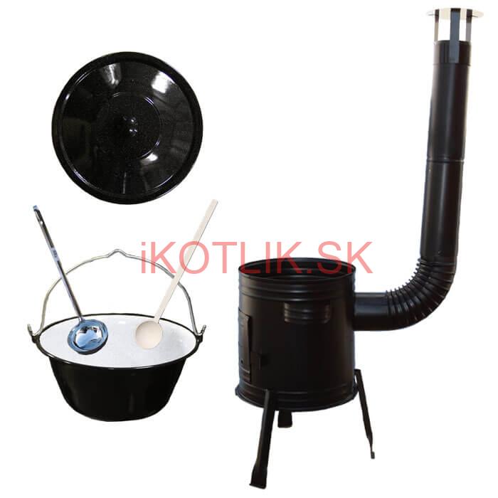 Smaltovaný kotlík 16 L (1,2 mm) + kovová kotlina 39 CLASSIC (KOV) + vareška a naberačka Easy party