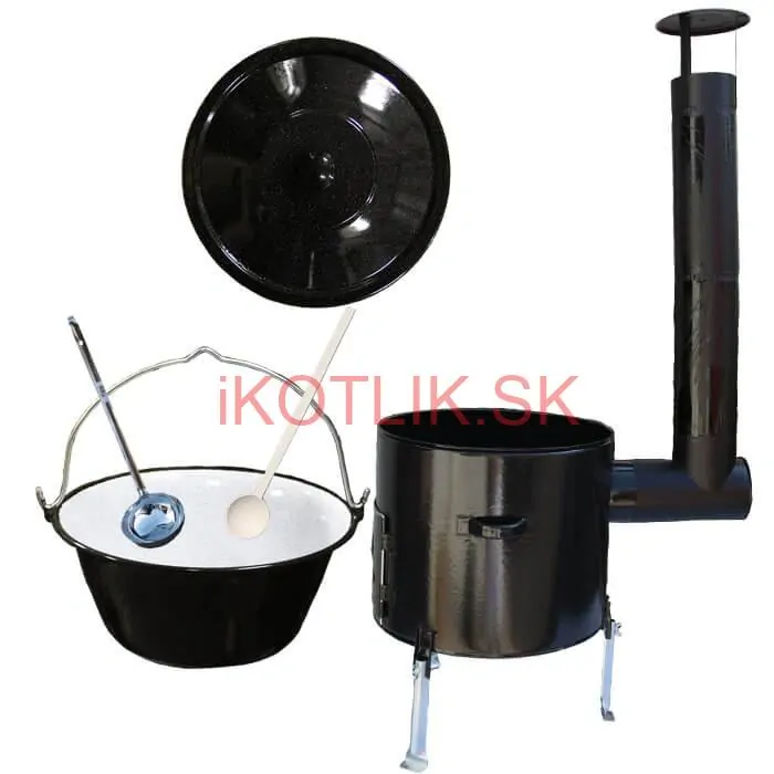 Smaltovaný kotlík 30 L (1,2 mm) + smaltovaná kotlina 45 cm + vareška a naberačka Easy party