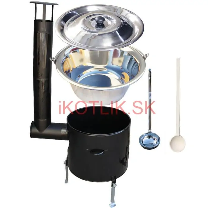 Antikorový kotlík 8 L (0,8 mm) + smaltovaná kotlina 31 cm + vareška a naberačka Easy party