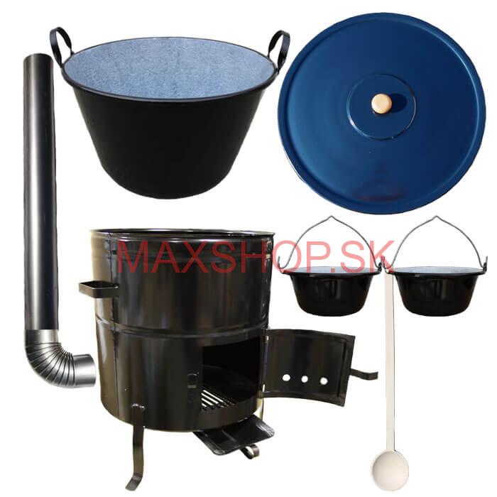 Zabíjačková súprava + smaltovaný kotol 60 L + 2 servírovacie kotlíky
