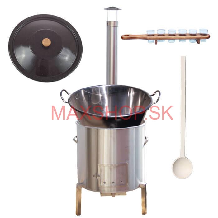 Zabíjačková súprava + nerezový kotol 80 L + štamperlíky